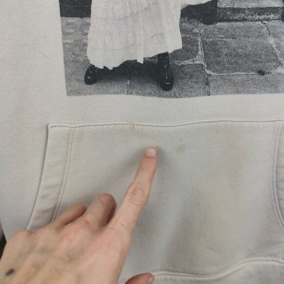 AllSaints Olivia Lucia Hoodie‎ Womens XS Pale Gray Pink Graphic Pullover Fleece - Picture 4 of 11